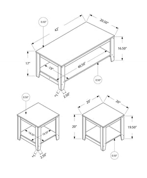 HomeRoots Set of Three Stylish 42" Gray Coffee Tables with Lower Shelf for Modern Living Room Decor 366097