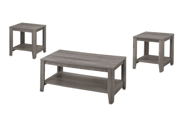 HomeRoots Set of Three Stylish 42" Gray Coffee Tables with Lower Shelf for Modern Living Room Decor 366097