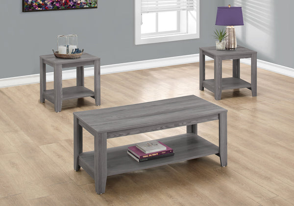 Homeroots Set Of Three 42" Gray Coffee Table With Shelf   366097