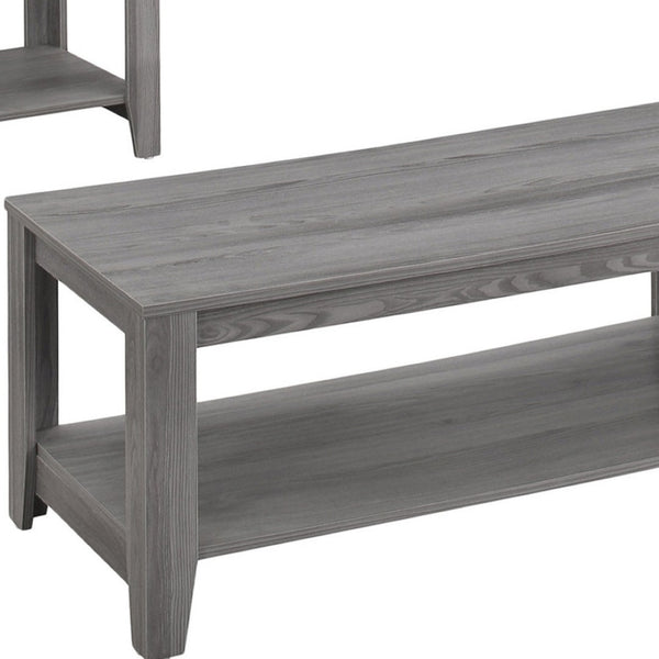 HomeRoots Set of Three Stylish 42" Gray Coffee Tables with Lower Shelf for Modern Living Room Decor 366097
