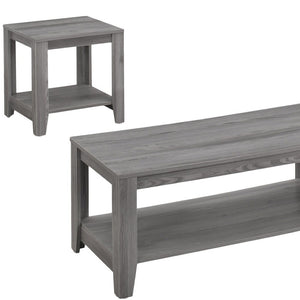 HomeRoots Set of Three Stylish 42" Gray Coffee Tables with Lower Shelf for Modern Living Room Decor 366097