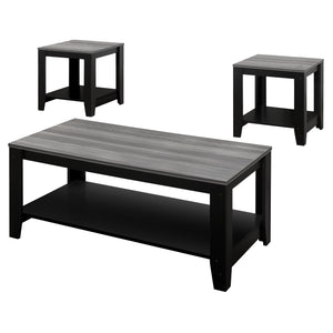 Homeroots Set Of Three 42" Gray And Black Coffee Table With Shelf   366098