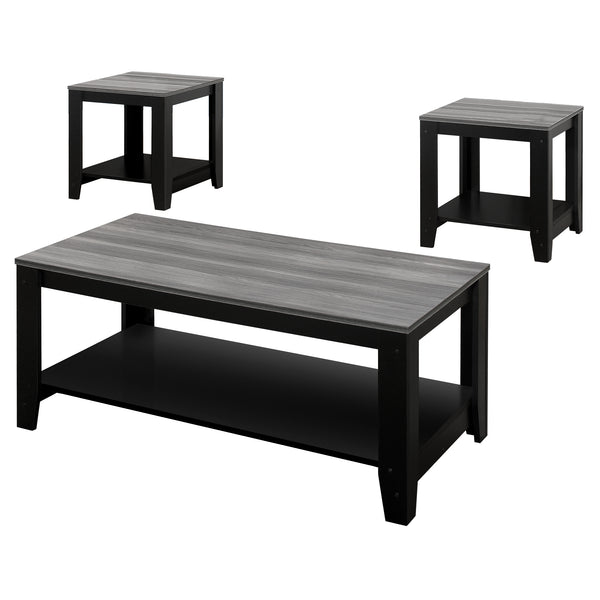 Homeroots Set Of Three 42" Gray And Black Coffee Table With Shelf   366098