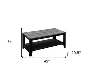 HomeRoots Set of Three Modern 42" Gray and Black Coffee Tables with Shelf for Chic Living Room Decor 366098