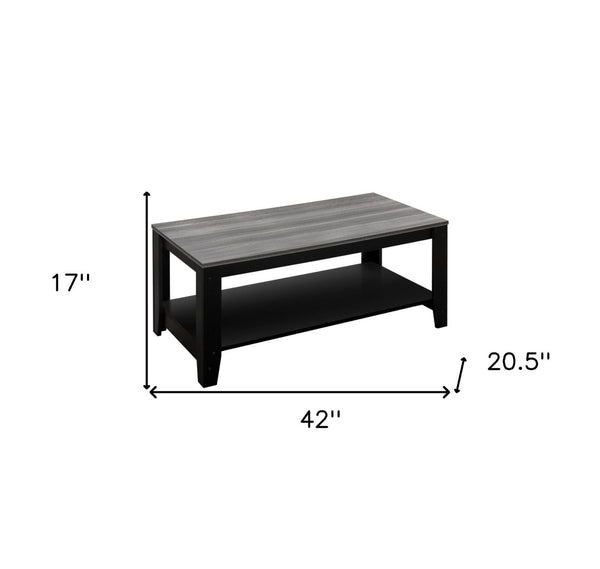 HomeRoots Set of Three Modern 42" Gray and Black Coffee Tables with Shelf for Chic Living Room Decor 366098