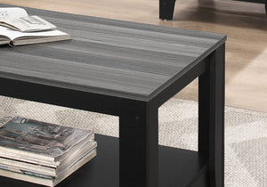 HomeRoots Set of Three Modern 42" Gray and Black Coffee Tables with Shelf for Chic Living Room Decor 366098
