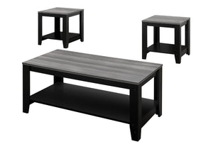 HomeRoots Set of Three Modern 42" Gray and Black Coffee Tables with Shelf for Chic Living Room Decor 366098