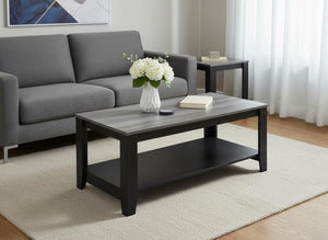 HomeRoots Set of Three Modern 42" Gray and Black Coffee Tables with Shelf for Chic Living Room Decor 366098