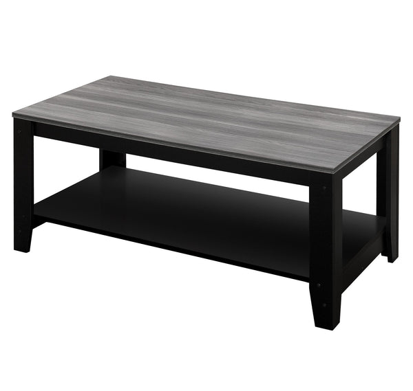 Homeroots Set Of Three 42" Gray And Black Coffee Table With Shelf   366098