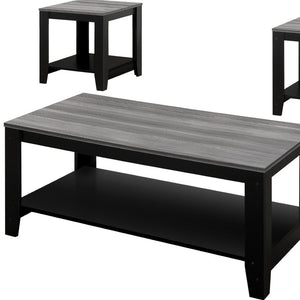 HomeRoots Set of Three Modern 42" Gray and Black Coffee Tables with Shelf for Chic Living Room Decor 366098