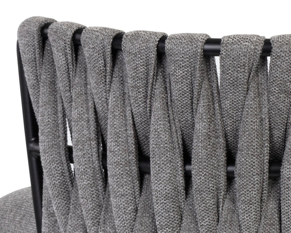 Sunpan Sarai Contemporary Barstool with Unique Weaved Backrest and Black Powder-Coated Steel Frame Belfast Koala Grey