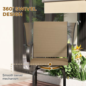 English Elm Outsunny Stylish Set Of 2 Outdoor Swivel Bar Stools With Armrests, Mesh Seating, And Steel Frame W2225P174468-GIGA