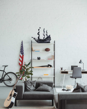 Homeroots 6.5" X 20" X 19"Black Pearl Pirate Ship  Solid Wood 366191