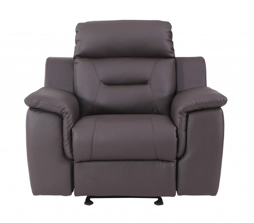HomeRoots Three Piece Indoor Brown Leather Seating Set for 5 - Luxury Comfort, Reclining & Storage Solutions 366194