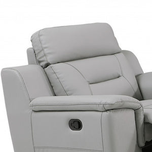 Homeroots Three Piece Indoor Gray Genuine Leather Five Person Seating Set Grey  366195