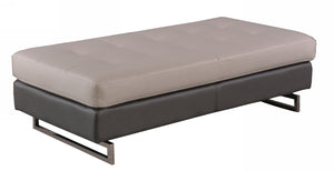 Homeroots 63" Taupe Faux Leather And Silver Ottoman Grey  366197