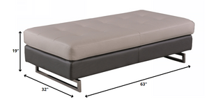 Homeroots 63" Taupe Faux Leather And Silver Ottoman Grey  366197