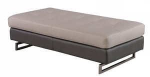 Homeroots 63" Taupe Faux Leather And Silver Ottoman Grey  366197