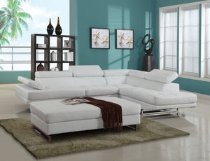 Homeroots White Leather L Shaped Two Piece Corner Sectional Grey  366200