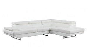Homeroots White Leather L Shaped Two Piece Corner Sectional Grey  366200