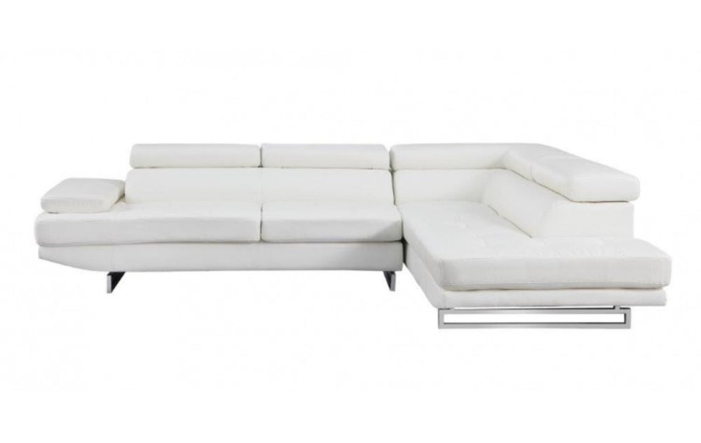 HomeRoots White Leather L-Shaped Corner Sectional Sofa – Luxurious Comfort and Contemporary Design for Any Room GREY 366200