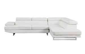 Homeroots White Leather L Shaped Two Piece Corner Sectional Grey  366200