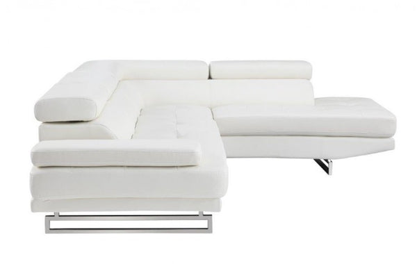 Homeroots White Leather L Shaped Two Piece Corner Sectional Grey  366200
