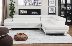 Homeroots White Leather L Shaped Two Piece Corner Sectional Grey  366200