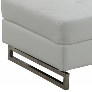 Homeroots 63" White Faux Leather And Silver Ottoman White  366201