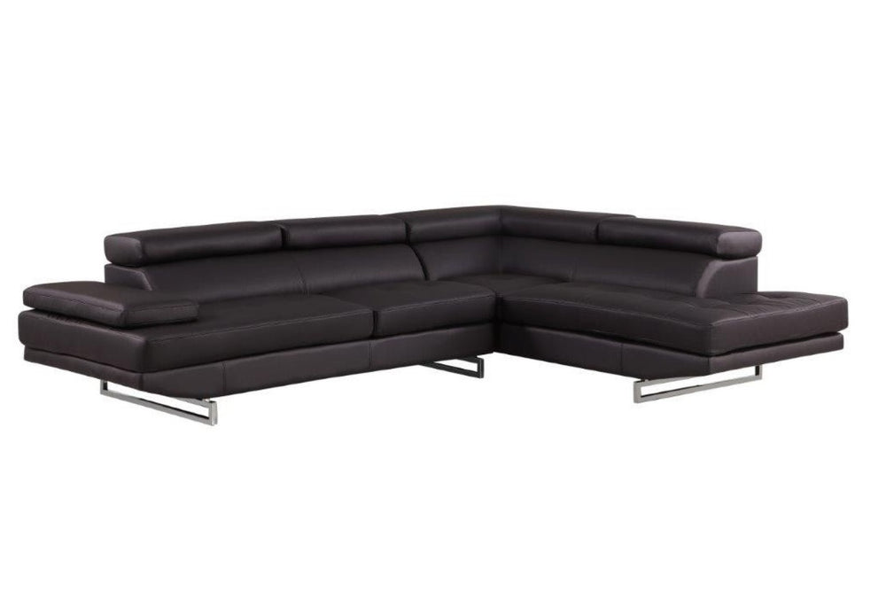 HomeRoots Brown Leather L-Shaped Corner Sectional Sofa - Luxurious Comfort with Stylish Appeal for Any Space White 366202