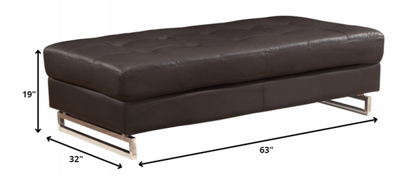 Homeroots 63" Brown Faux Leather And Gold Ottoman Brown  366203