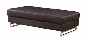 Homeroots 63" Brown Faux Leather And Gold Ottoman Brown  366203