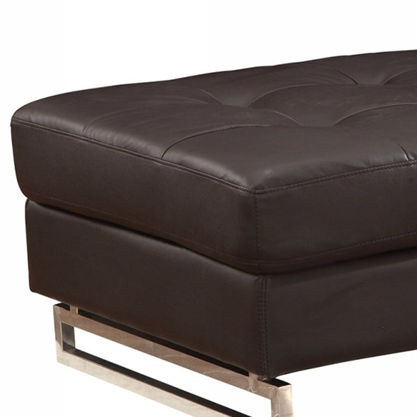 Homeroots 63" Brown Faux Leather And Gold Ottoman Brown  366203