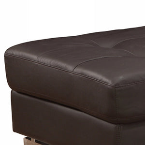 Homeroots 63" Brown Faux Leather And Gold Ottoman Brown  366203