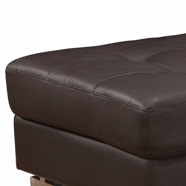Homeroots 63" Brown Faux Leather And Gold Ottoman Brown  366203