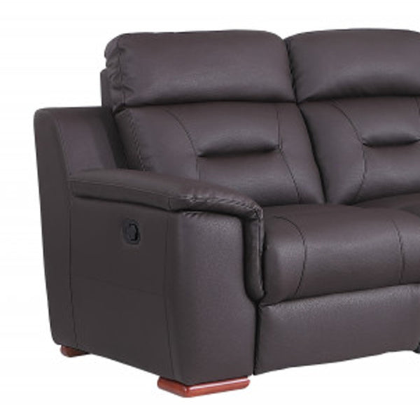 Homeroots Two Piece Indoor Brown Genuine Leather Five Person Seating Set Brown  366205