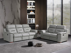 Homeroots Two Piece Indoor Gray Genuine Leather Five Person Seating Set Grey  366206