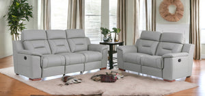 Homeroots Two Piece Indoor Gray Genuine Leather Five Person Seating Set Grey  366206