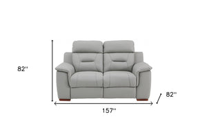 Homeroots Two Piece Indoor Gray Genuine Leather Five Person Seating Set Grey  366206