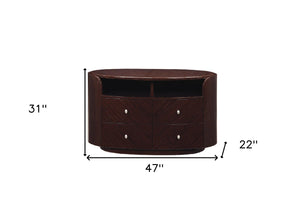 Homeroots 47" Dark Brown Cabinet Enclosed Storage Tv Stand  Solid And Manufactured Wood 366208