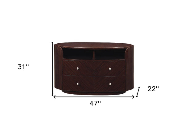 Homeroots 47" Dark Brown Cabinet Enclosed Storage Tv Stand  Solid And Manufactured Wood 366208