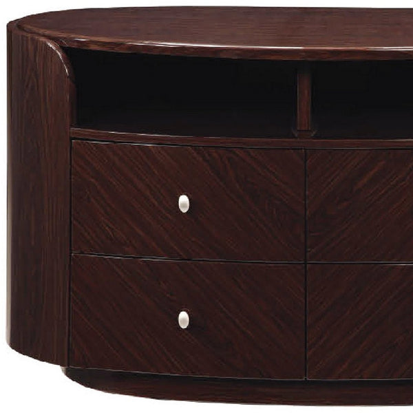 Homeroots 47" Dark Brown Cabinet Enclosed Storage Tv Stand  Solid And Manufactured Wood 366208