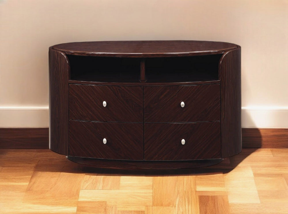 Homeroots 47" Dark Brown Cabinet Enclosed Storage Tv Stand  Solid And Manufactured Wood 366208