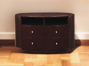 Homeroots 47" Dark Brown Cabinet Enclosed Storage Tv Stand  Solid And Manufactured Wood 366208
