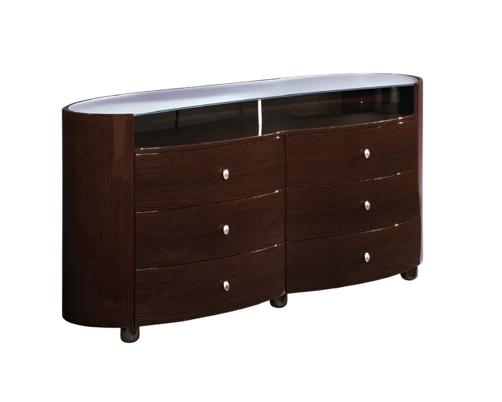HomeRoots 63" Brown Wood Dresser with Six Drawers – Stylish Storage Solution for Modern Bedroom Organization 6 366209
