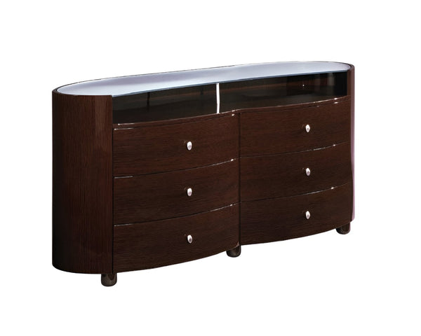 HomeRoots 63" Brown Wood Dresser with Six Drawers – Stylish Storage Solution for Modern Bedroom Organization 6 366209