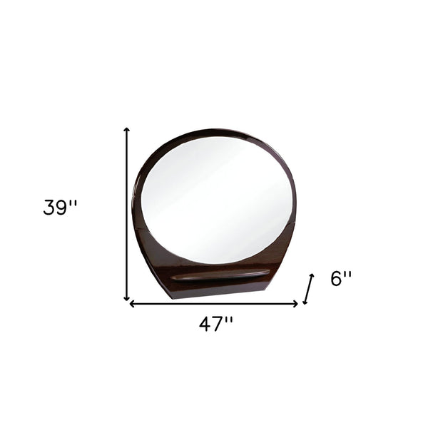 Homeroots 39" Brown Oval Framed Dresser Mirror  Mirror 366210