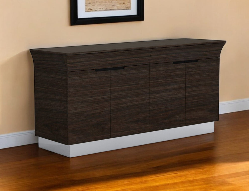 Homeroots 70" Dark Brown Two Drawer Buffet Table With Four Doors   366213