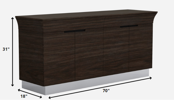 Homeroots 70" Dark Brown Two Drawer Buffet Table With Four Doors   366213