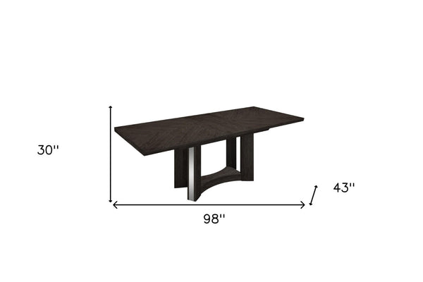 HomeRoots Seven Piece Gray Dining Set – Modern High-Gloss Table & Comfortable Upholstered Chairs for Style 98" X 43" X 30" 366216